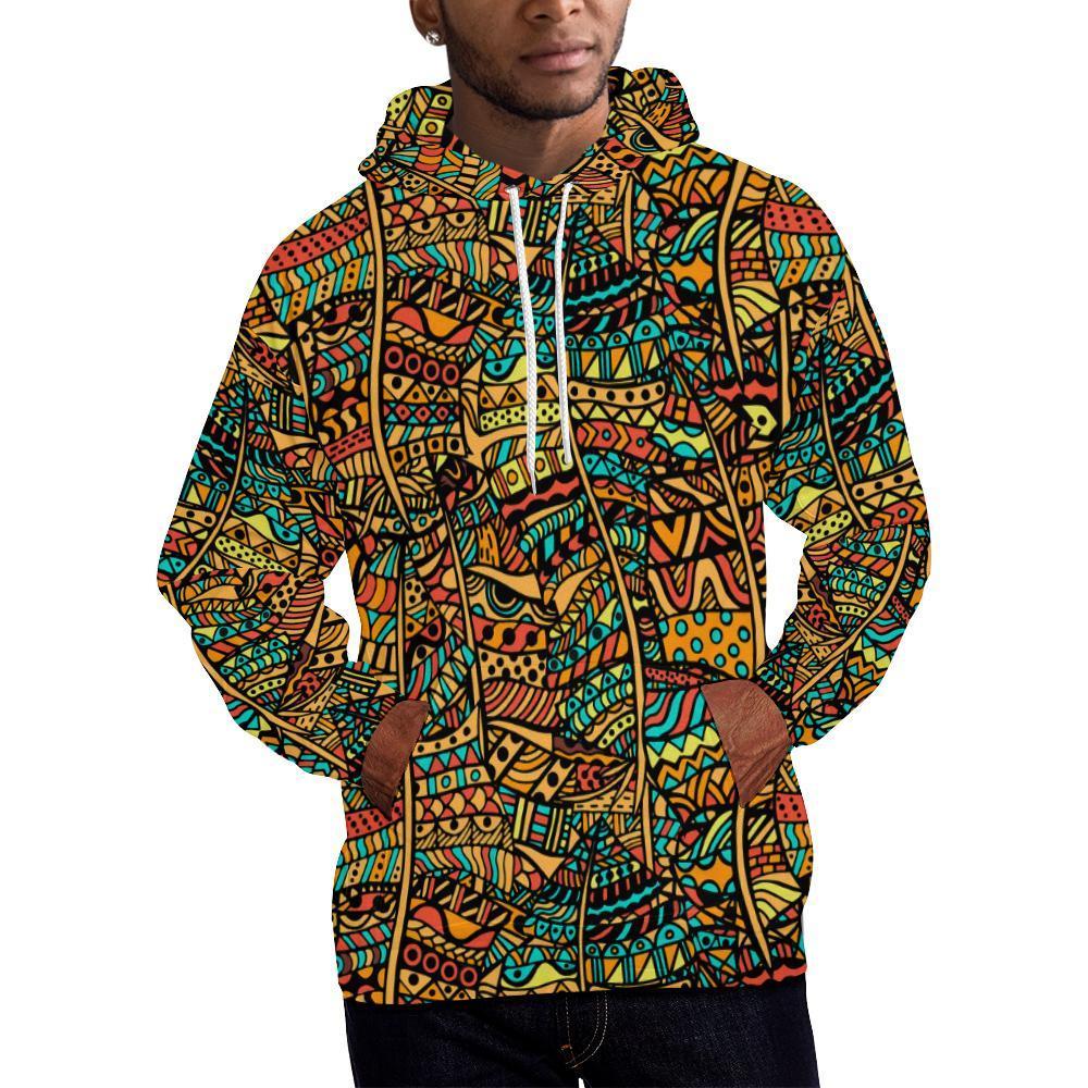 African Afro Dashiki Adinkra Kente Men Pullover Hoodie-grizzshop