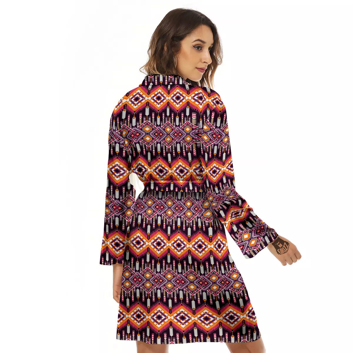 African Dashiki Black And Purple Print Women's Robe-grizzshop