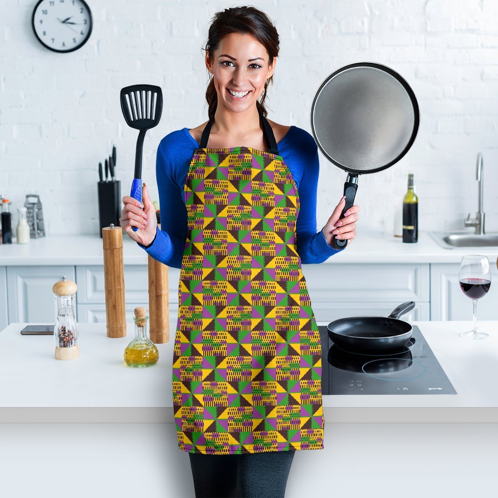 African Kente Pattern Print Women's Apron-grizzshop