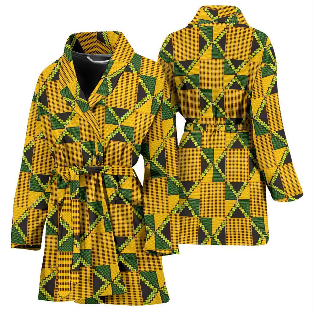 African Kente Print Pattern Women Long Robe-grizzshop
