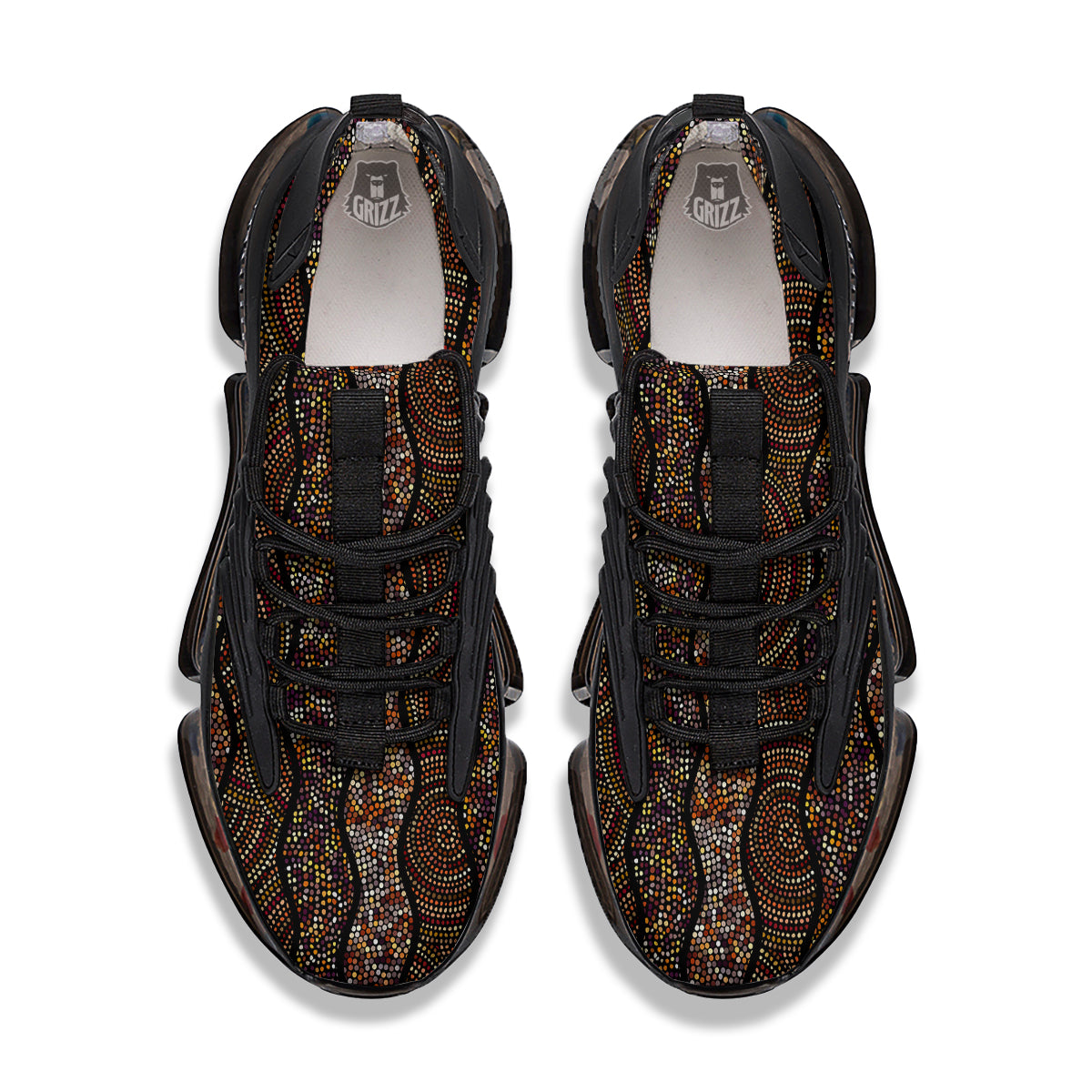 Afro African Dot Print Pattern Black Gym Shoes-grizzshop
