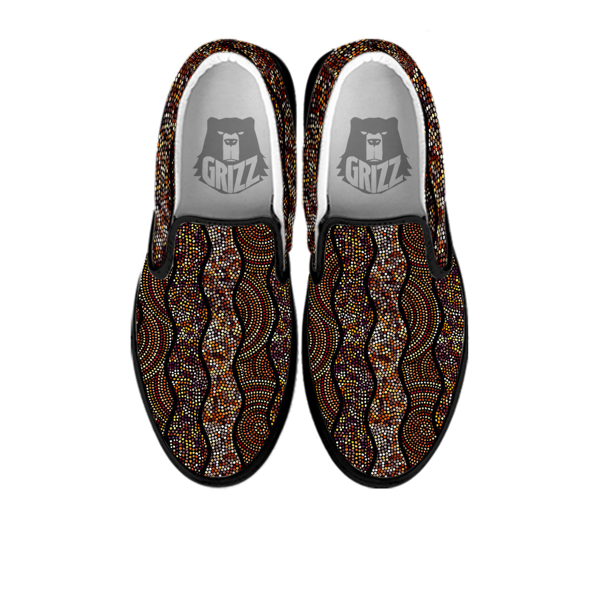 Afro African Dot Print Pattern Black Slip On Shoes-grizzshop