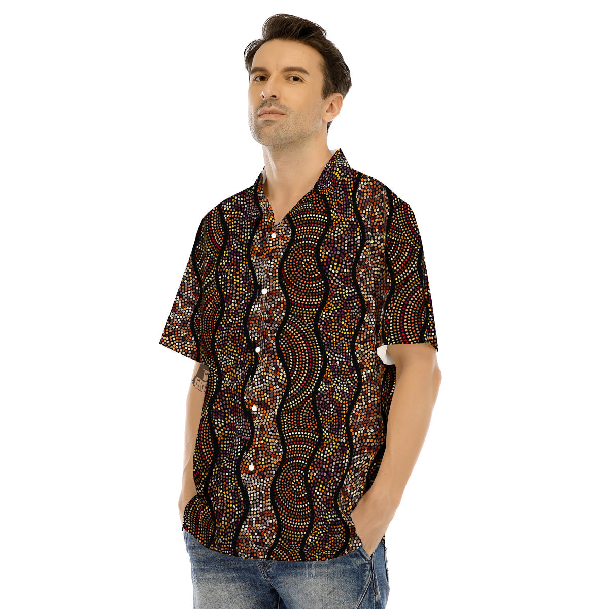Afro African Dot Print Pattern Men's Hawaiian Shirt-grizzshop