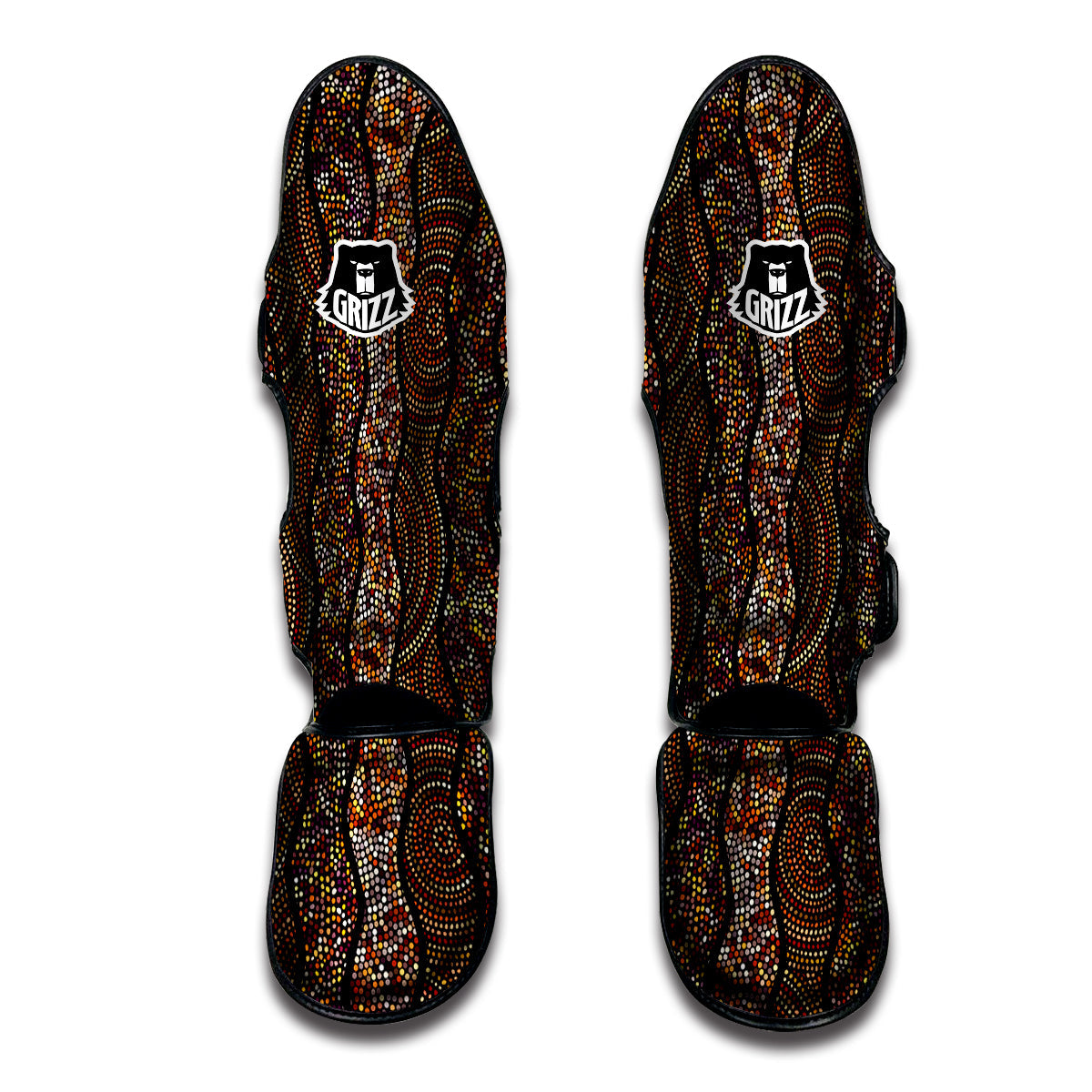 Afro African Dot Print Pattern Muay Thai Shin Guards-grizzshop