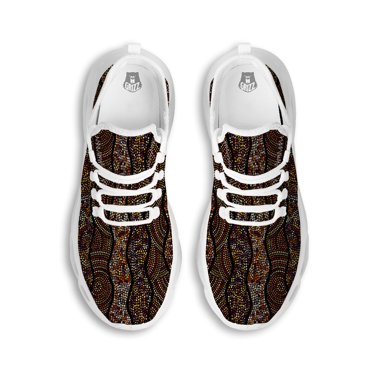 Afro African Dot Print Pattern White Running Shoes-grizzshop