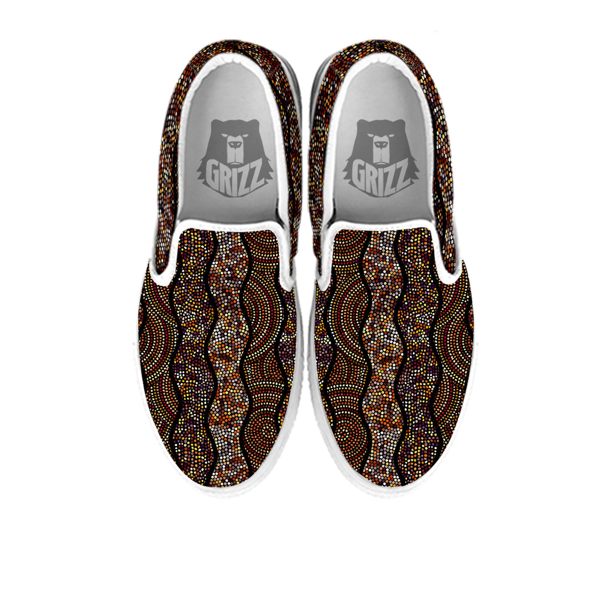 Afro African Dot Print Pattern White Slip On Shoes-grizzshop
