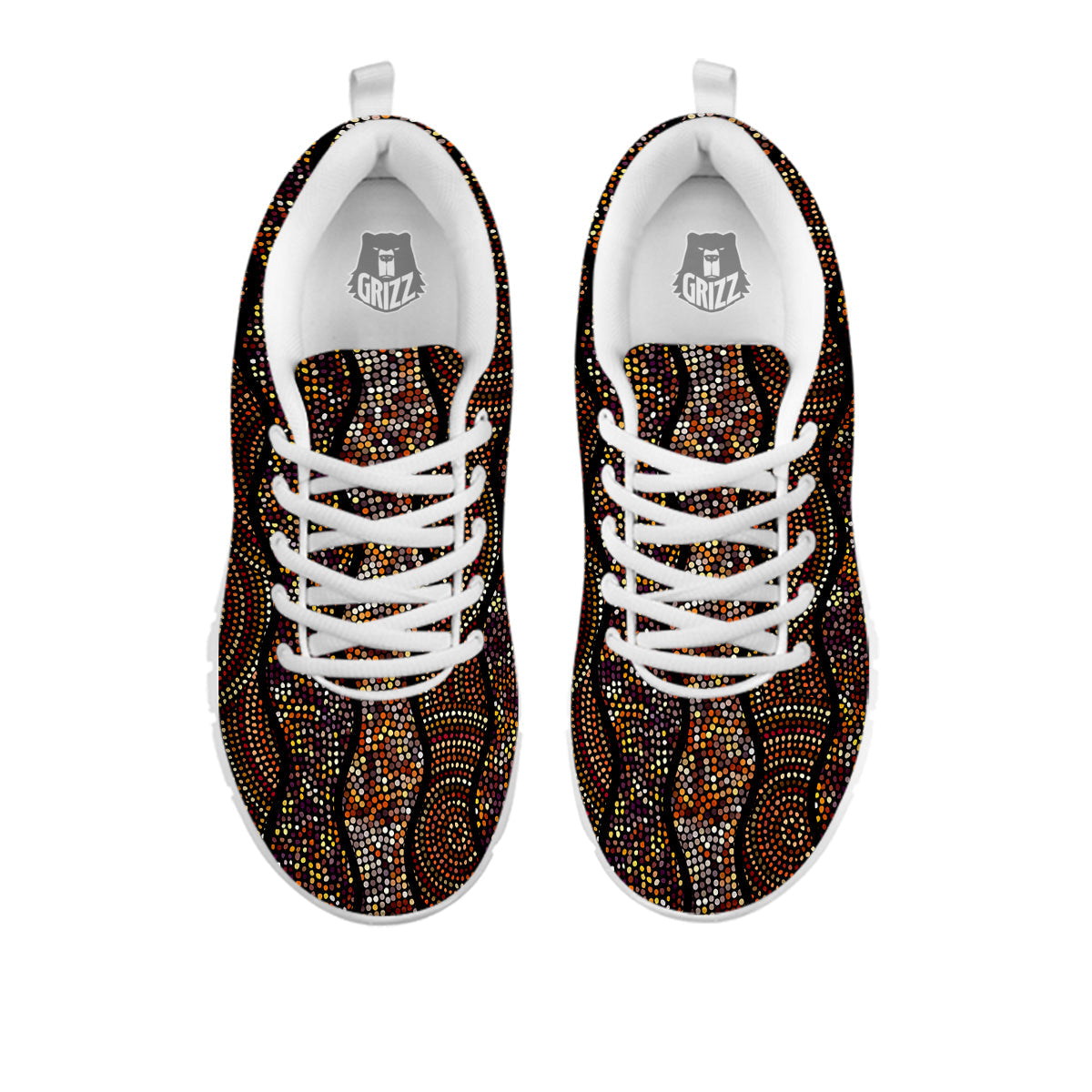 Afro African Dot Print Pattern White Sneaker-grizzshop