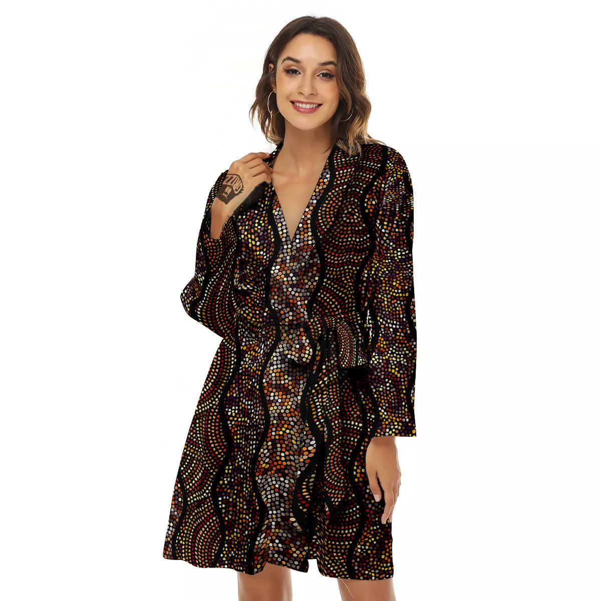 Afro African Dot Print Pattern Women's Robe-grizzshop