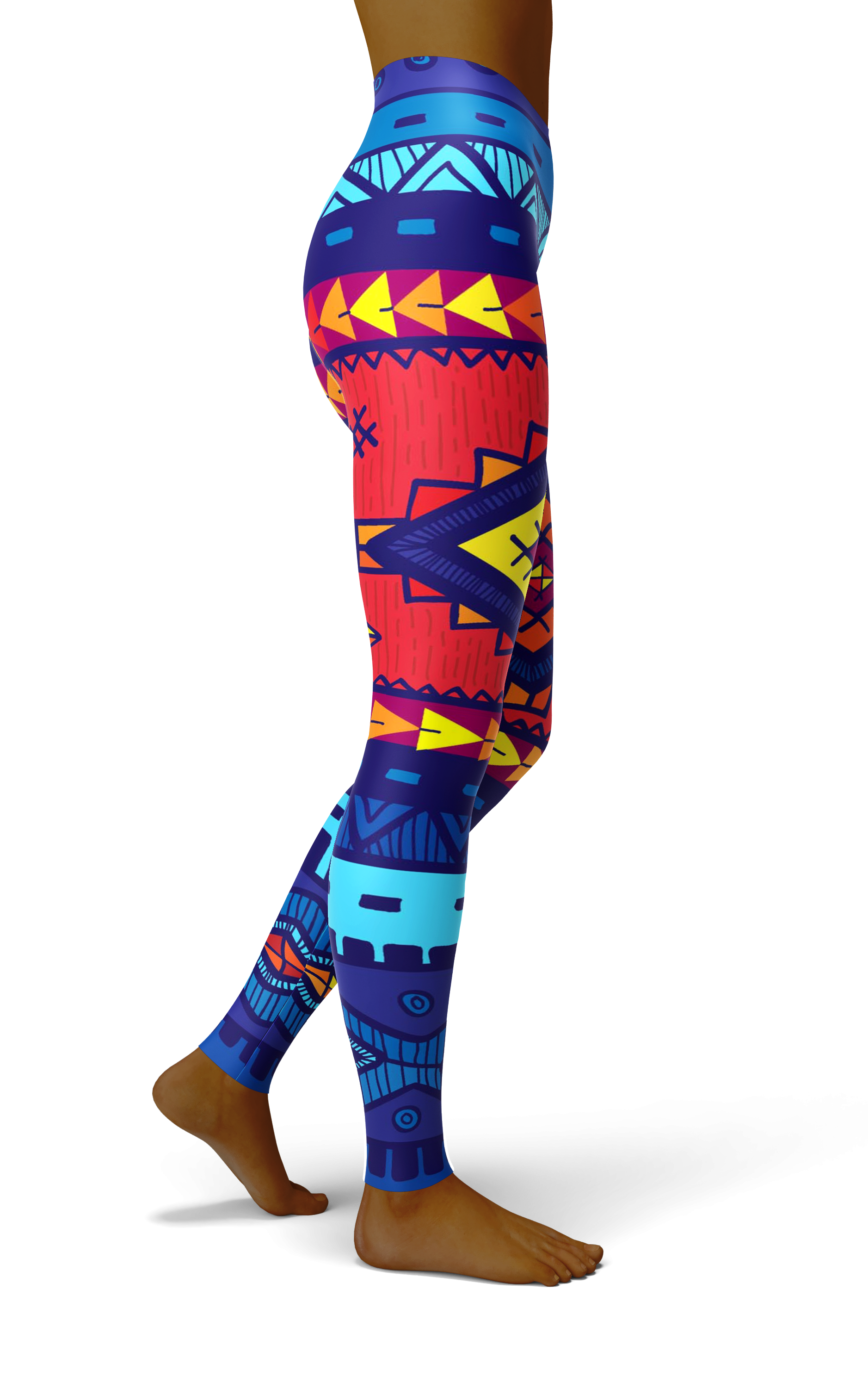 Afro African Kente Blue Print Legging-grizzshop