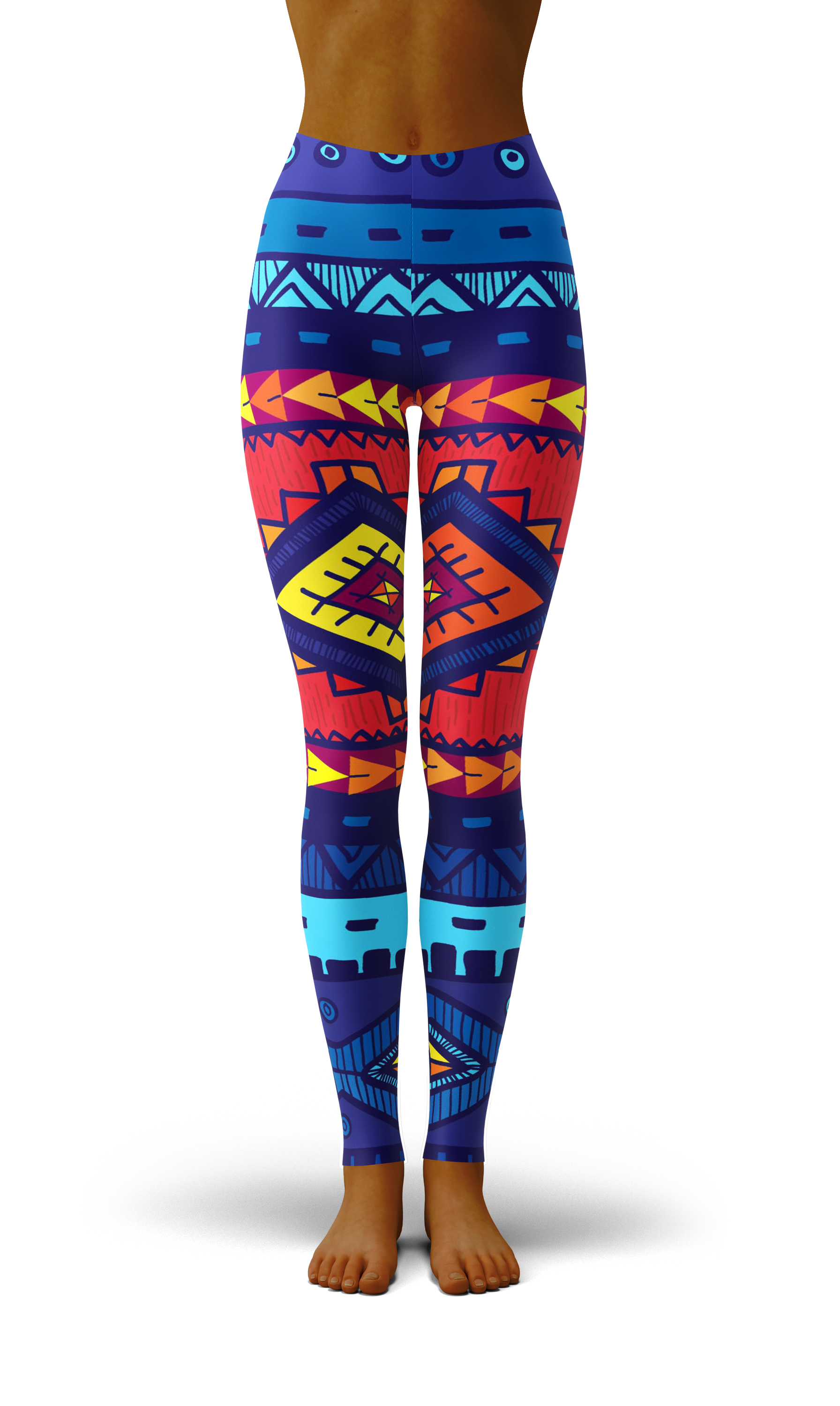 Afro African Kente Blue Print Legging-grizzshop