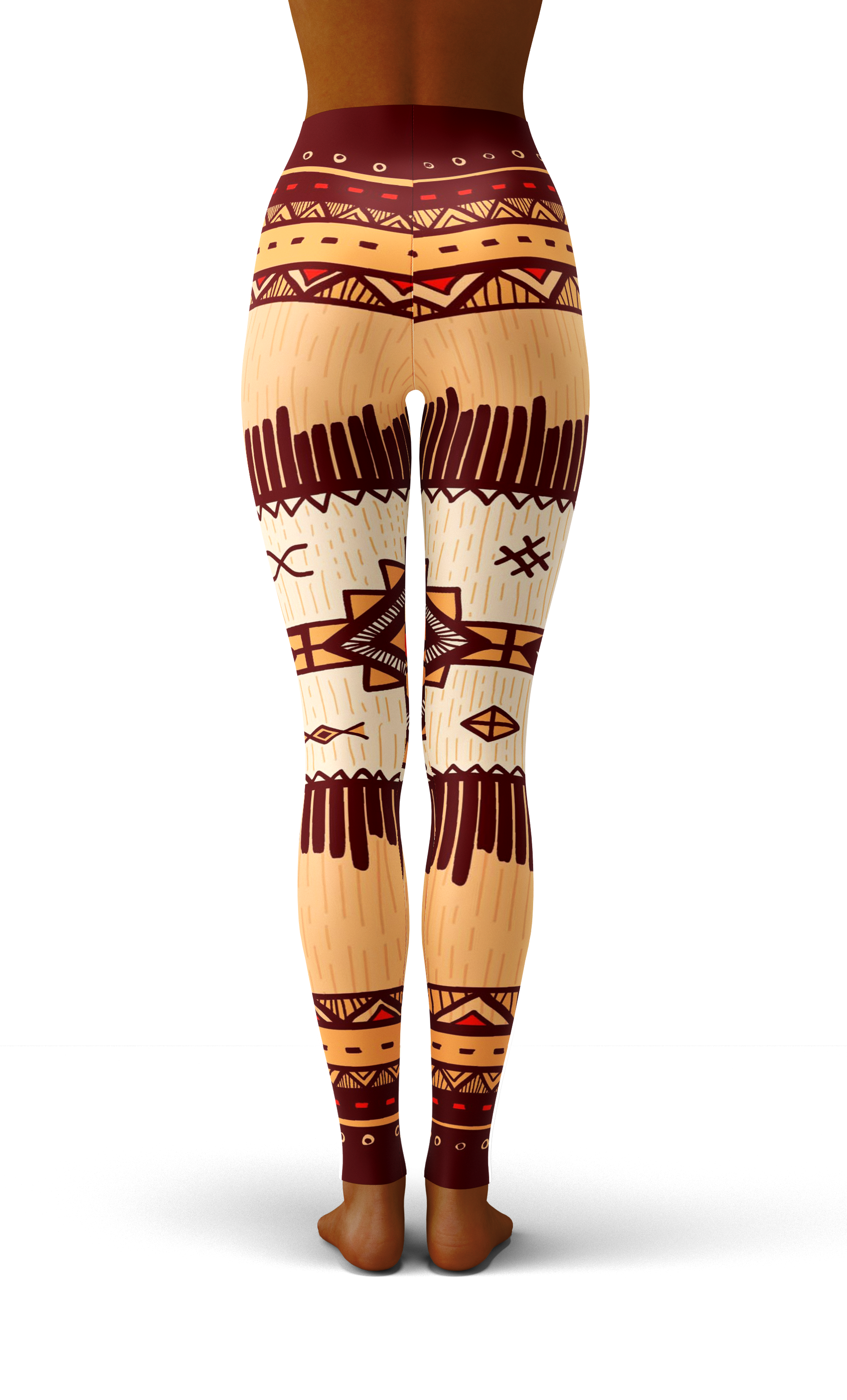 Afro African Kente Brown Print Legging-grizzshop
