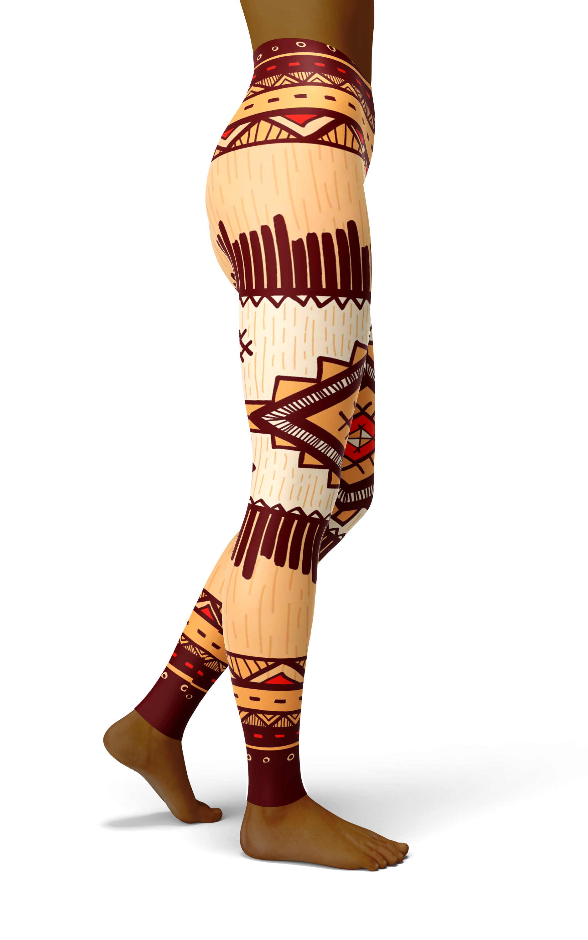 Afro African Kente Brown Print Legging-grizzshop