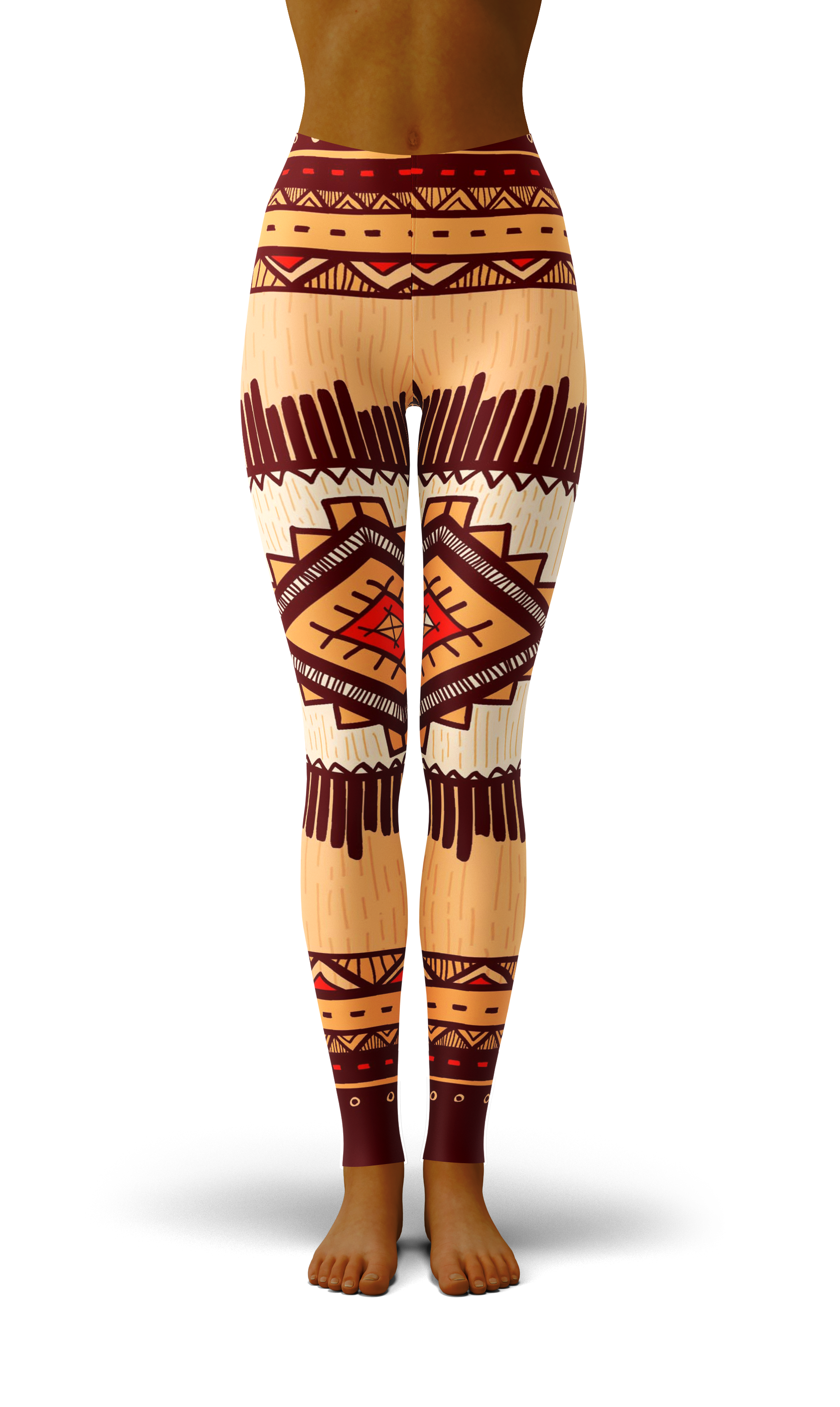 Afro African Kente Brown Print Legging-grizzshop