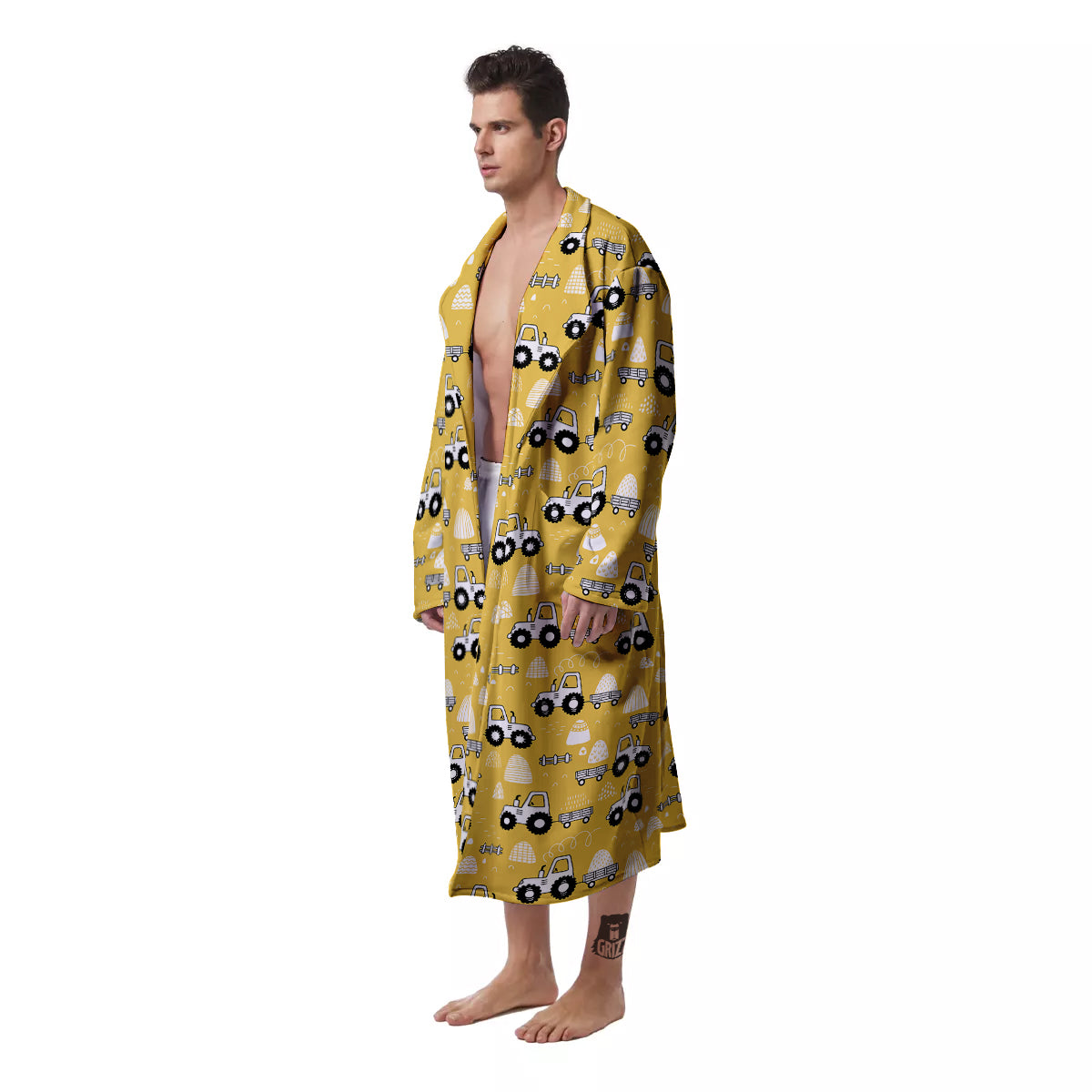 Agricultural Farming Tractor Print Pattern Men's Robe-grizzshop
