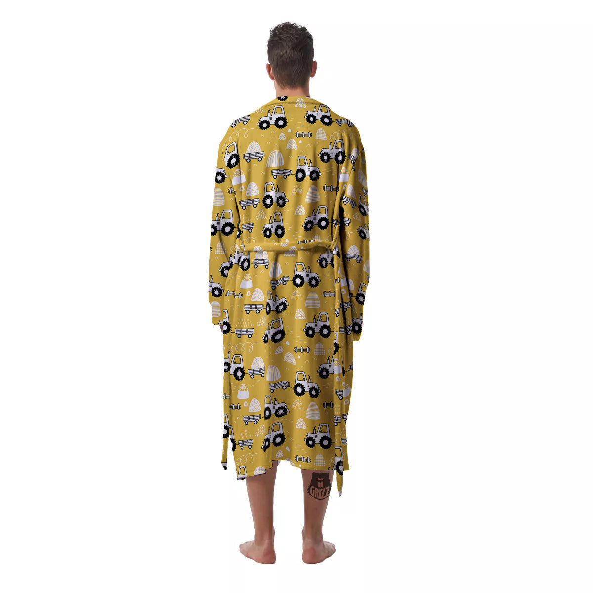 Agricultural Farming Tractor Print Pattern Men's Robe-grizzshop