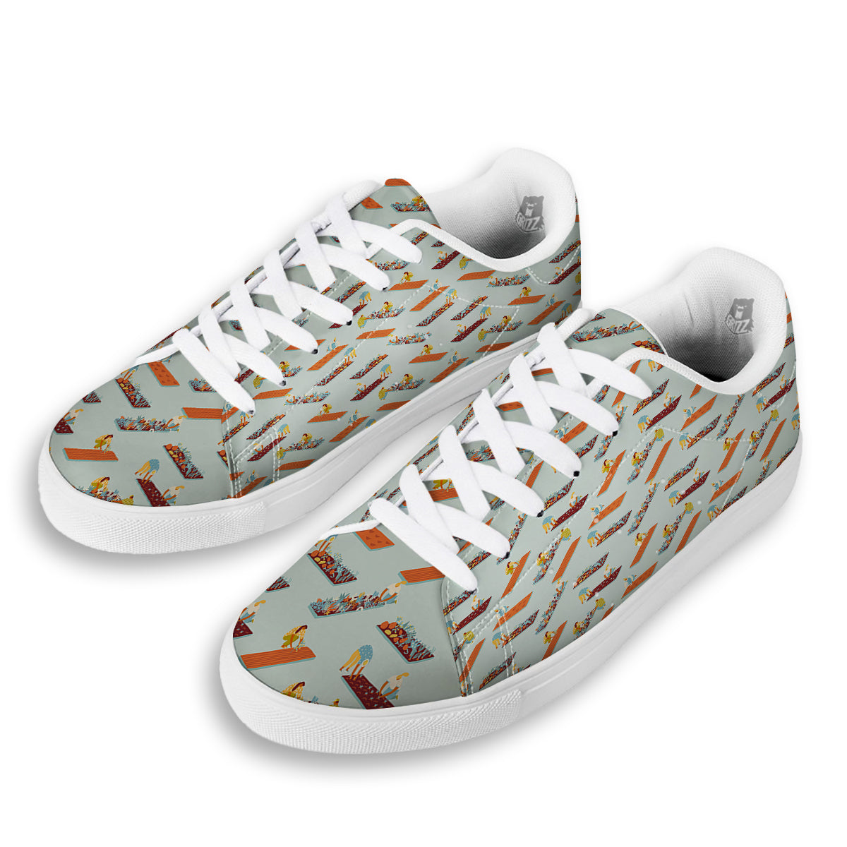 Agriculture Farming Cartoon Print Pattern White Low Top Sneakers-grizzshop