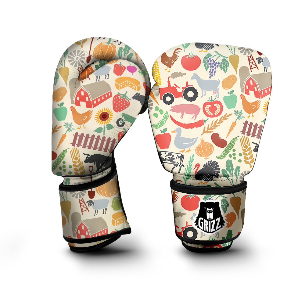 Agriculture Farming Colorful Print Pattern Boxing Gloves-grizzshop