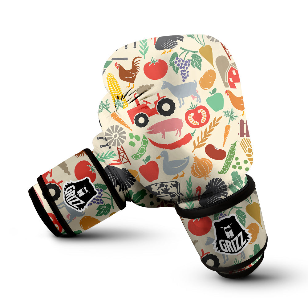 Agriculture Farming Colorful Print Pattern Boxing Gloves-grizzshop