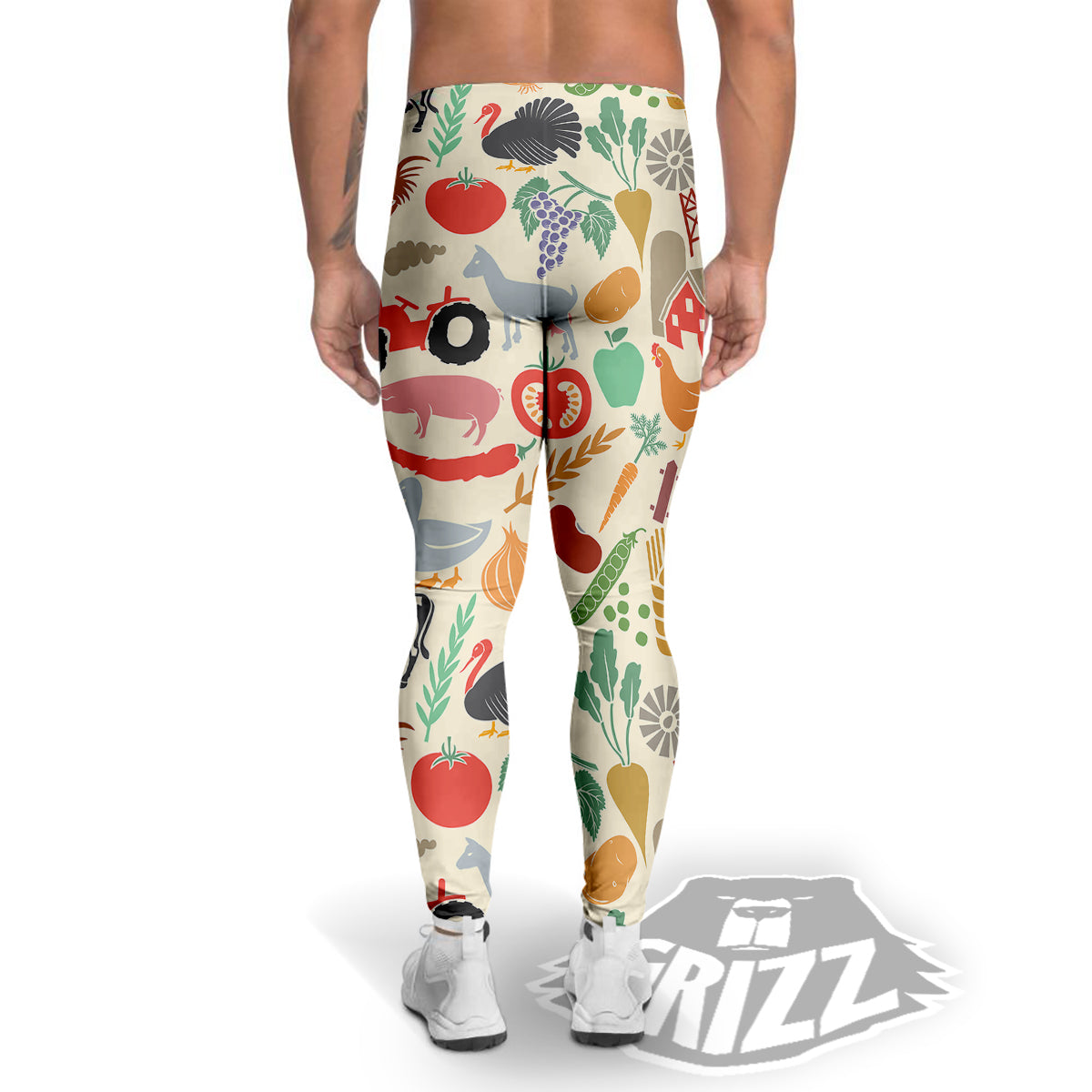 Agriculture Farming Colorful Print Pattern Men's Leggings-grizzshop