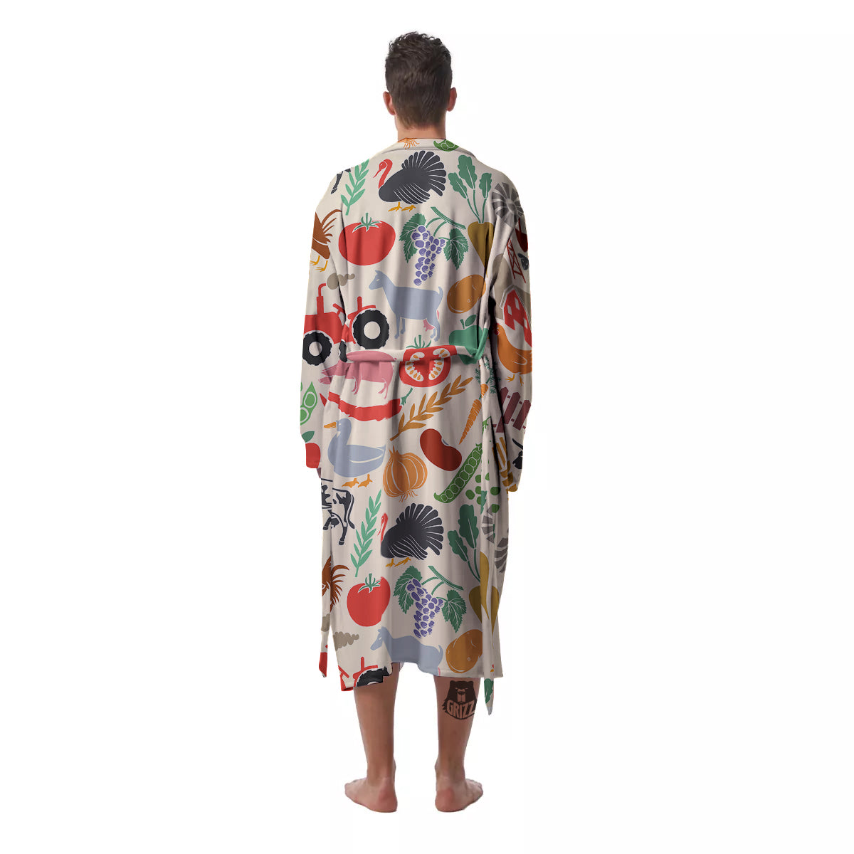 Agriculture Farming Colorful Print Pattern Men's Robe-grizzshop