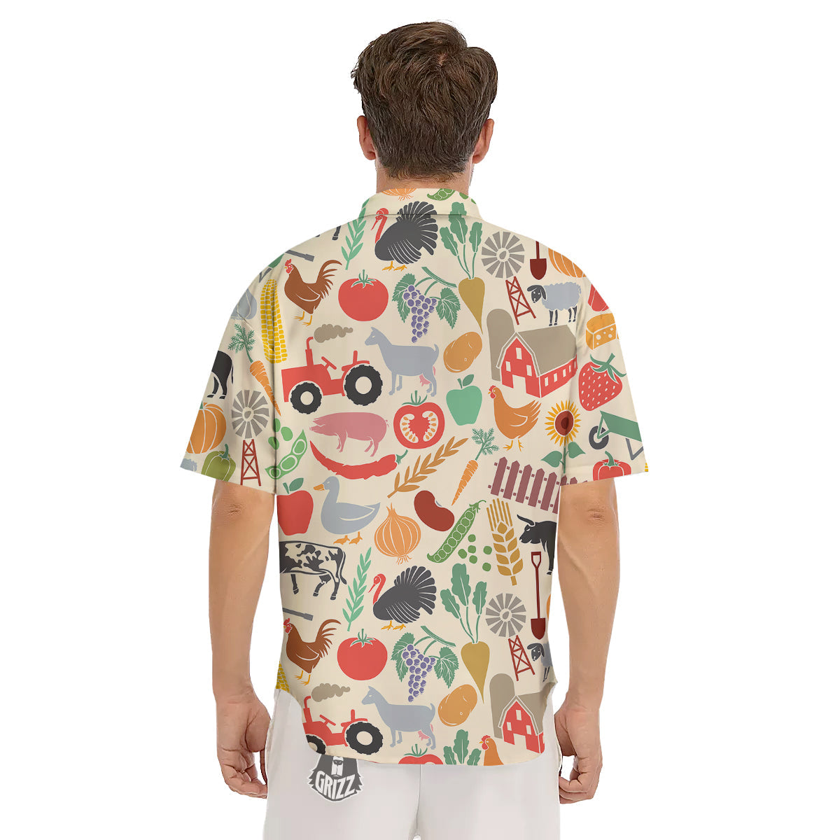 Agriculture Farming Colorful Print Pattern Men's Short Sleeve Shirts-grizzshop