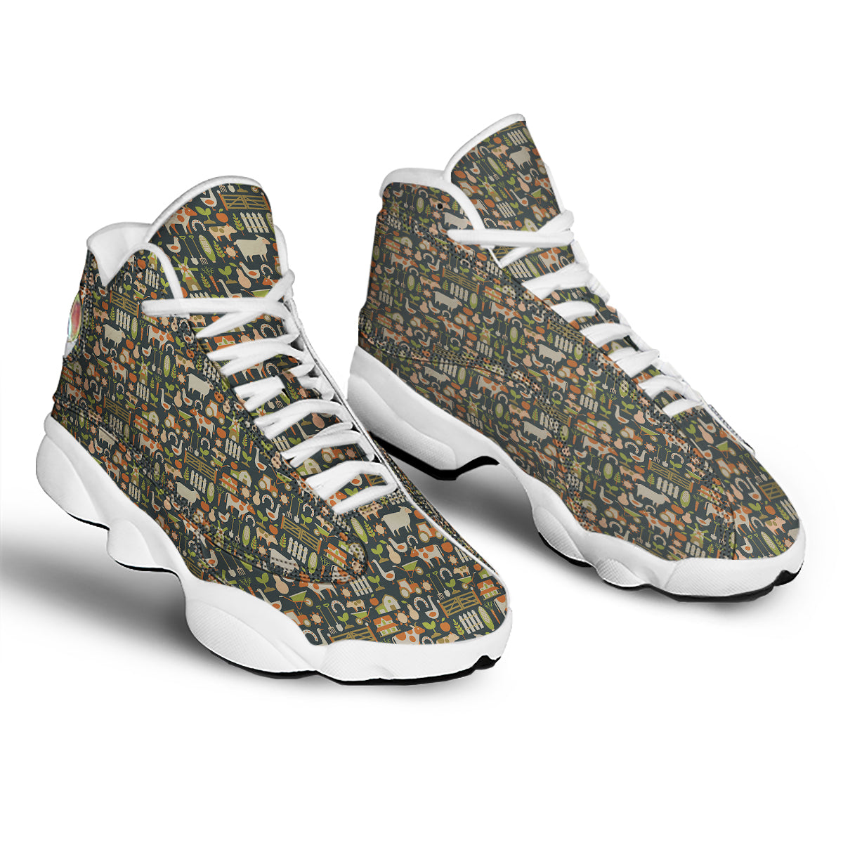 Agriculture Farming Print Pattern White Basketball Shoes-grizzshop