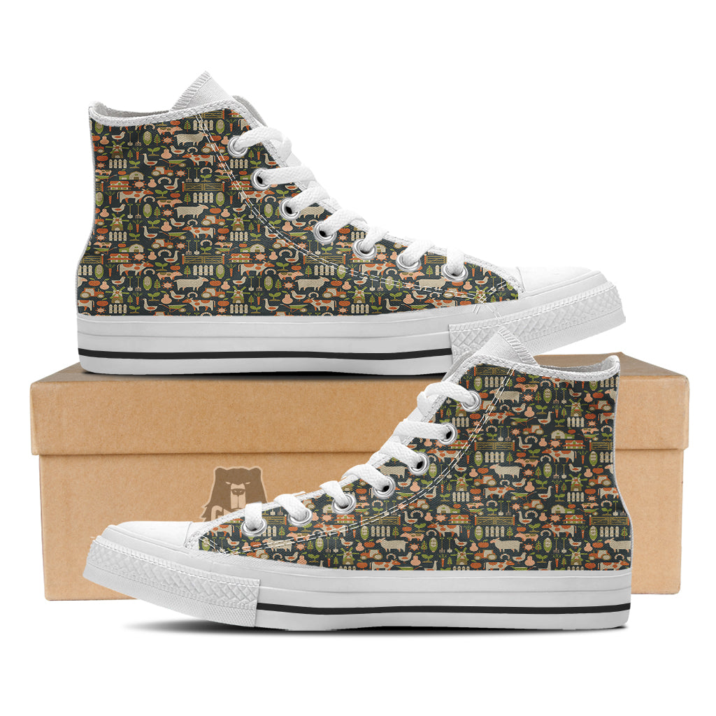 Agriculture Farming Print Pattern White High Top Shoes-grizzshop