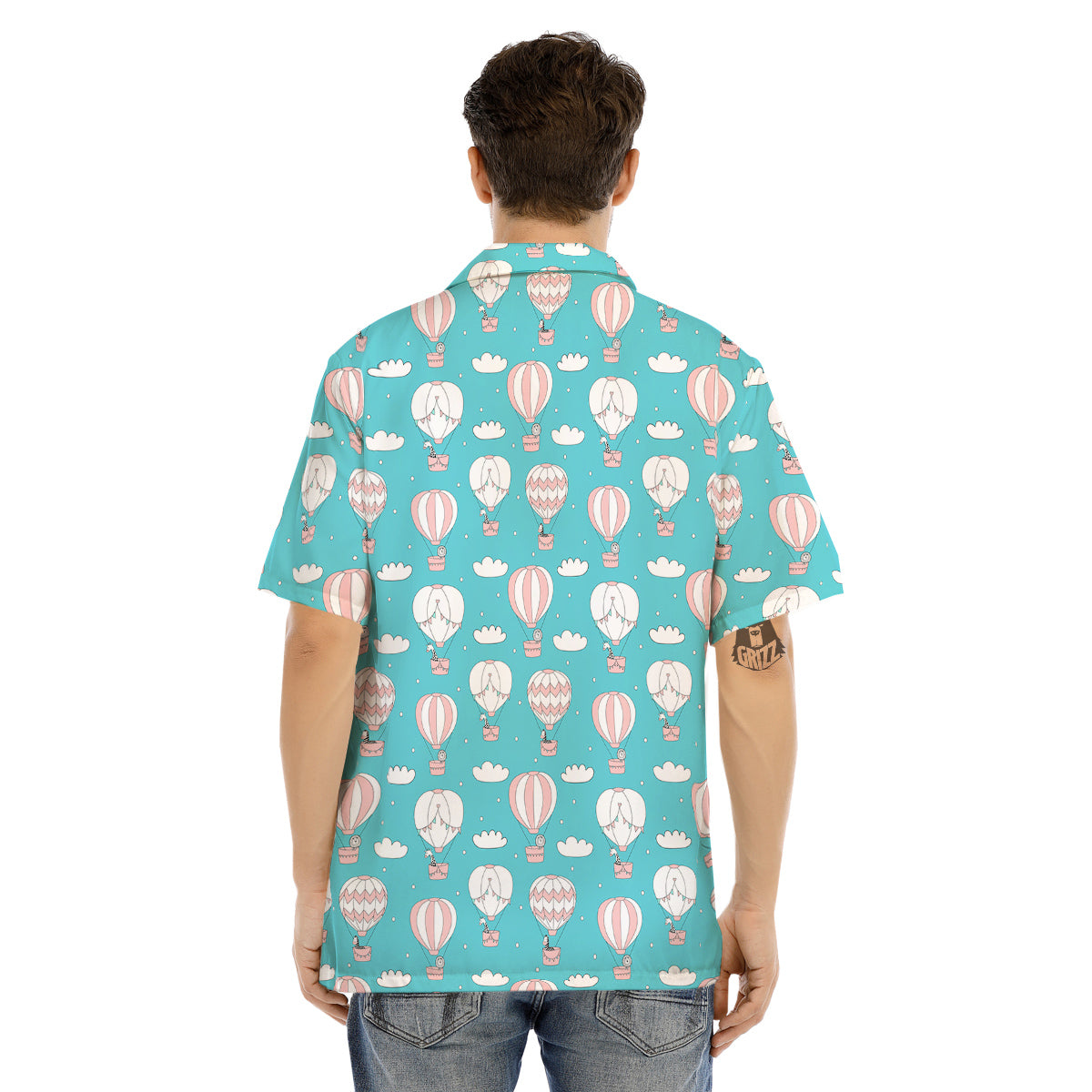 Air Balloon Cartoon Print Pattern Men's Hawaiian Shirt-grizzshop