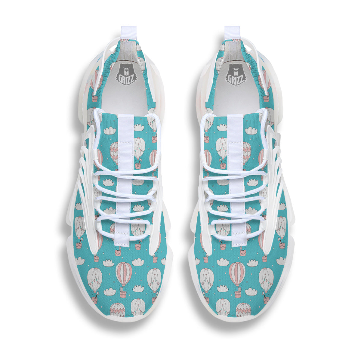 Air Balloon Cartoon Print Pattern White Gym Shoes-grizzshop