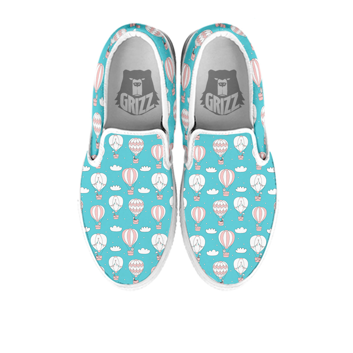 Air Balloon Cartoon Print Pattern White Slip On Shoes-grizzshop
