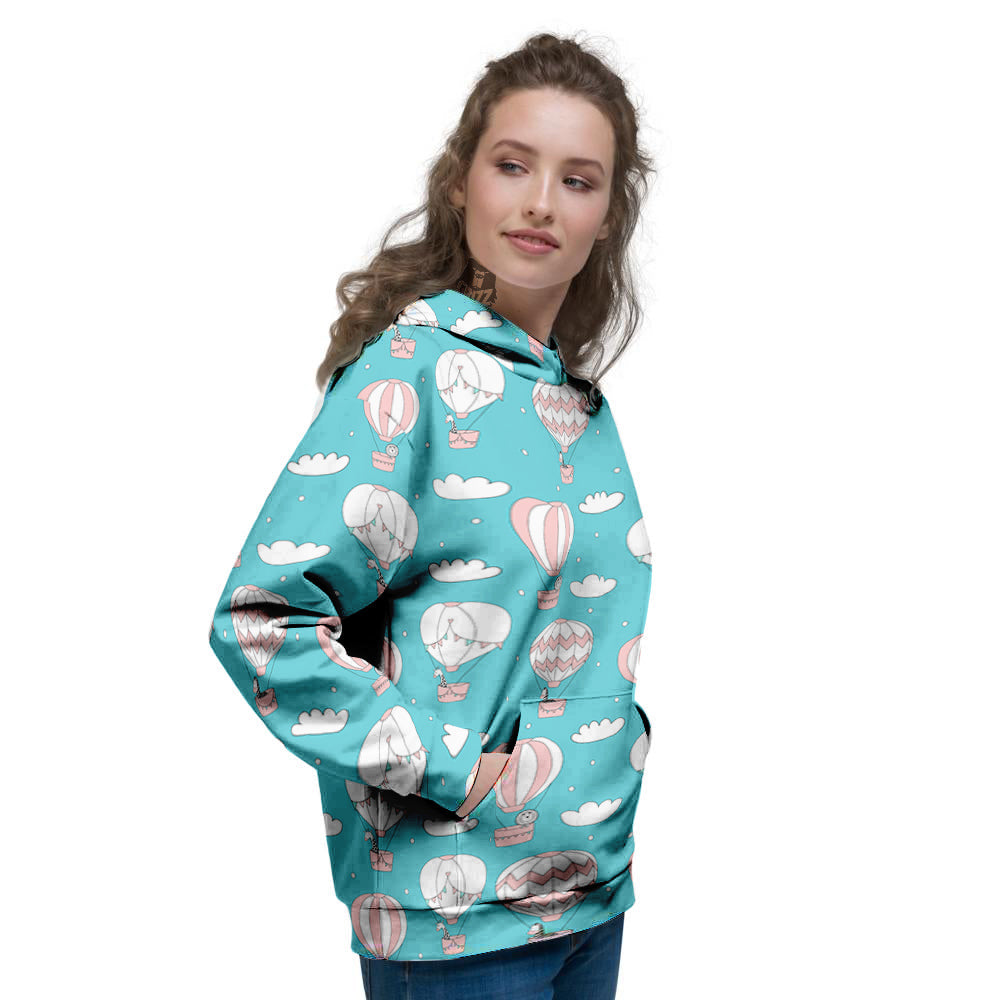 Air Balloon Cartoon Print Pattern Women's Hoodie-grizzshop