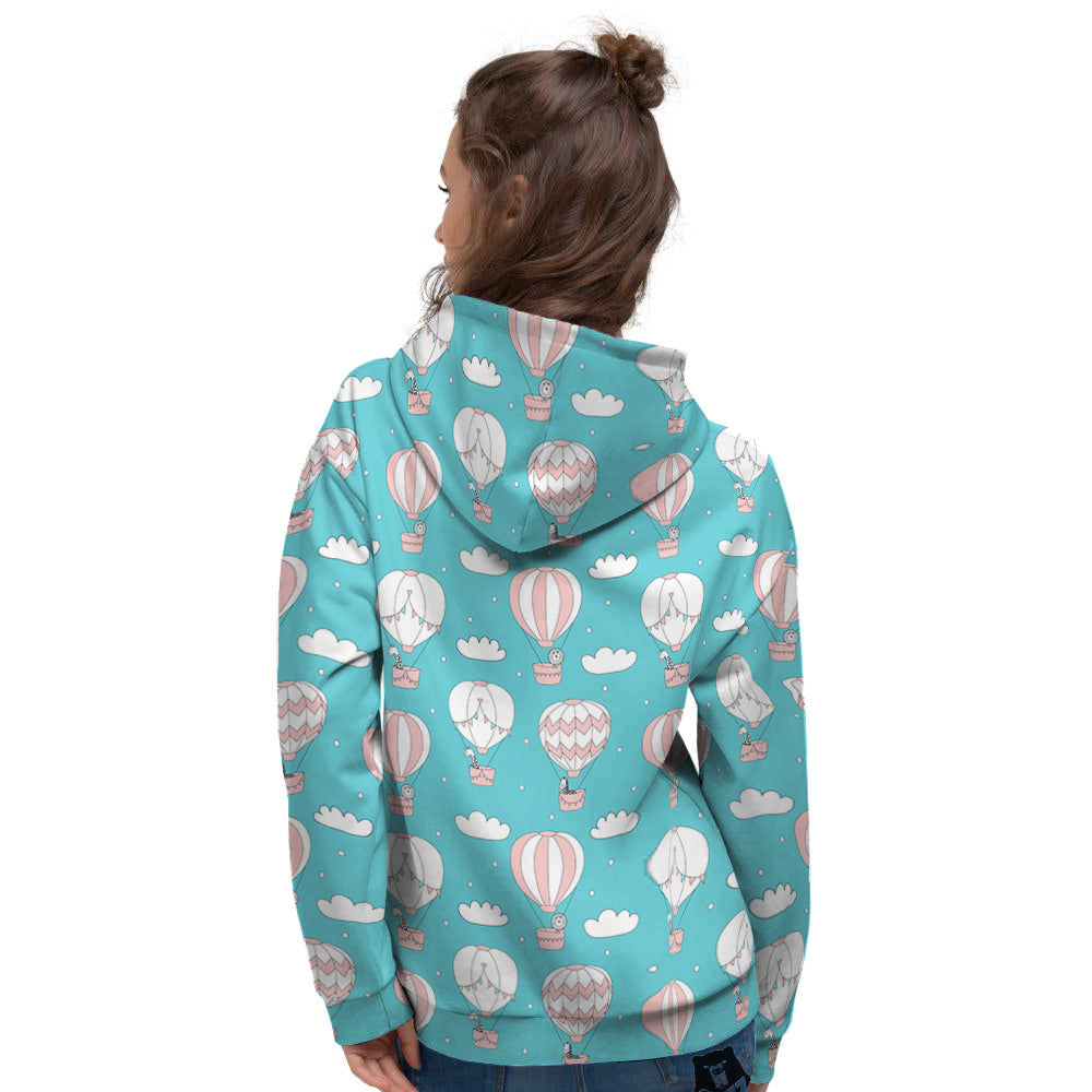 Air Balloon Cartoon Print Pattern Women's Hoodie-grizzshop