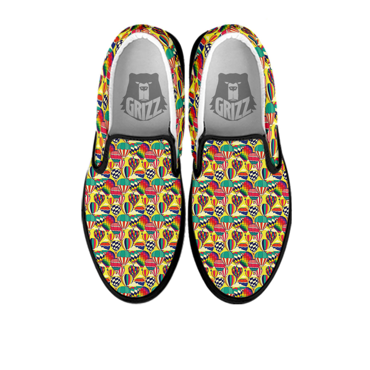 Air Balloon Colorful Print Pattern Black Slip On Shoes-grizzshop