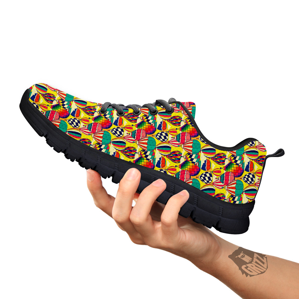 Air Balloon Colorful Print Pattern Black Sneaker-grizzshop