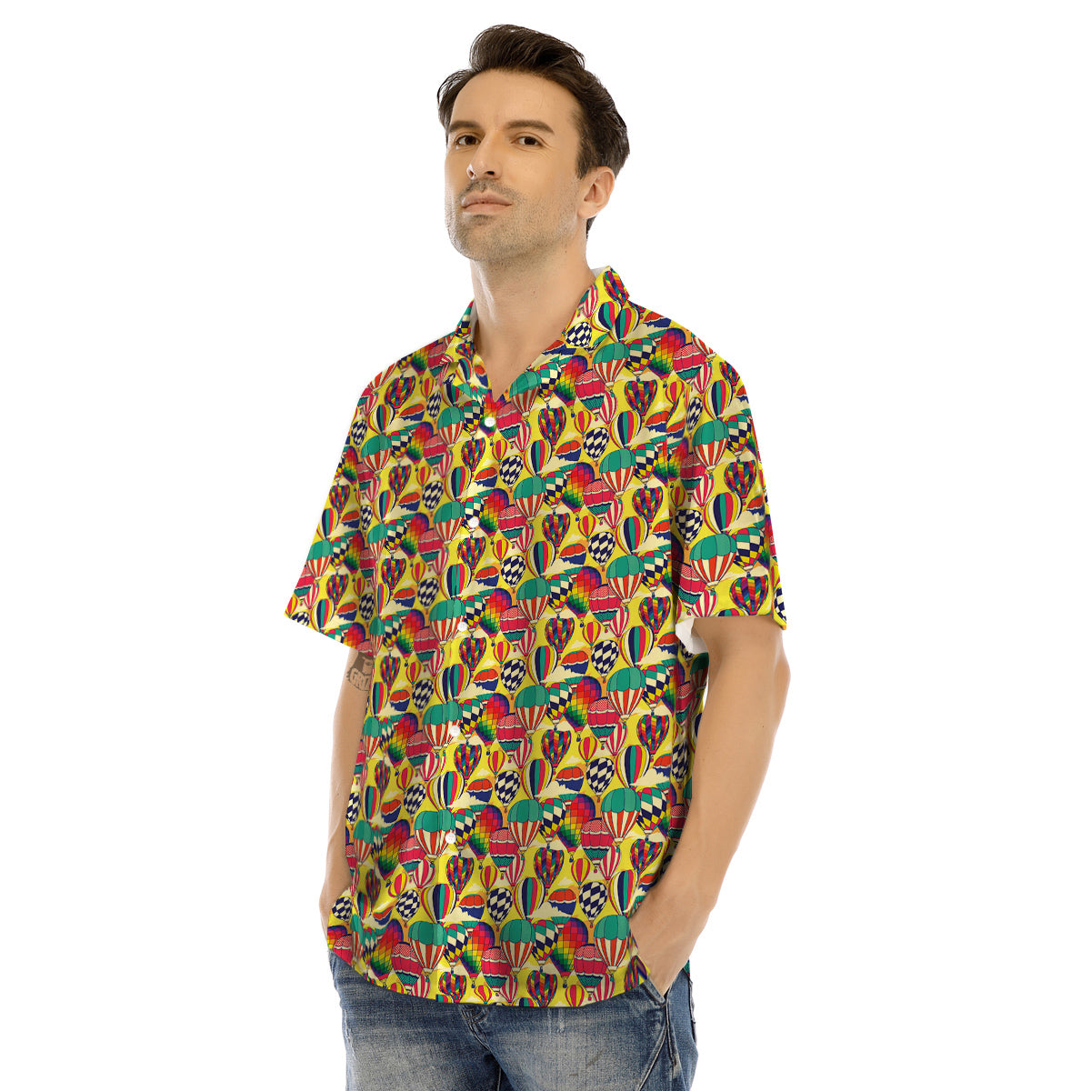 Air Balloon Colorful Print Pattern Men's Hawaiian Shirt-grizzshop