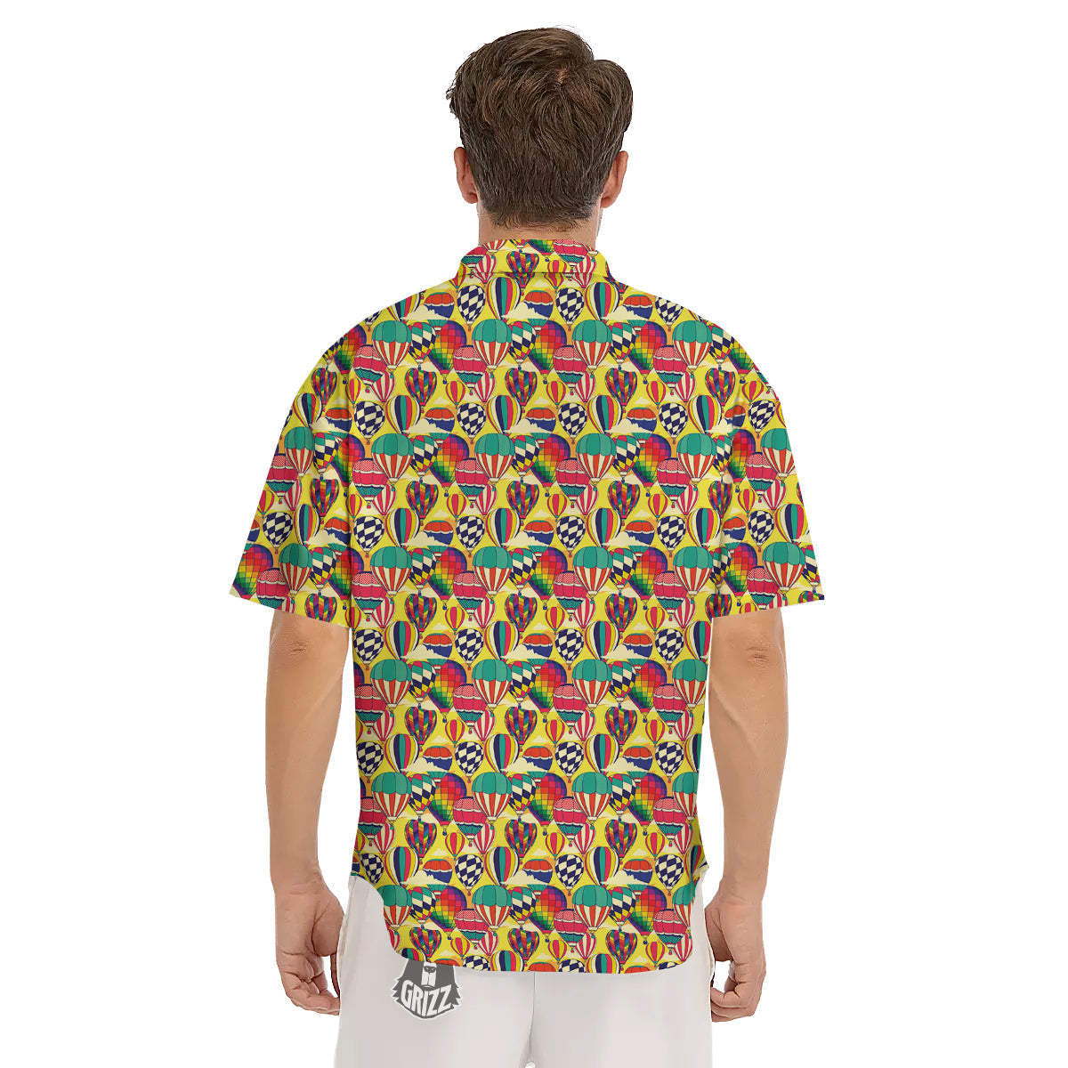 Air Balloon Colorful Print Pattern Men's Short Sleeve Shirts-grizzshop