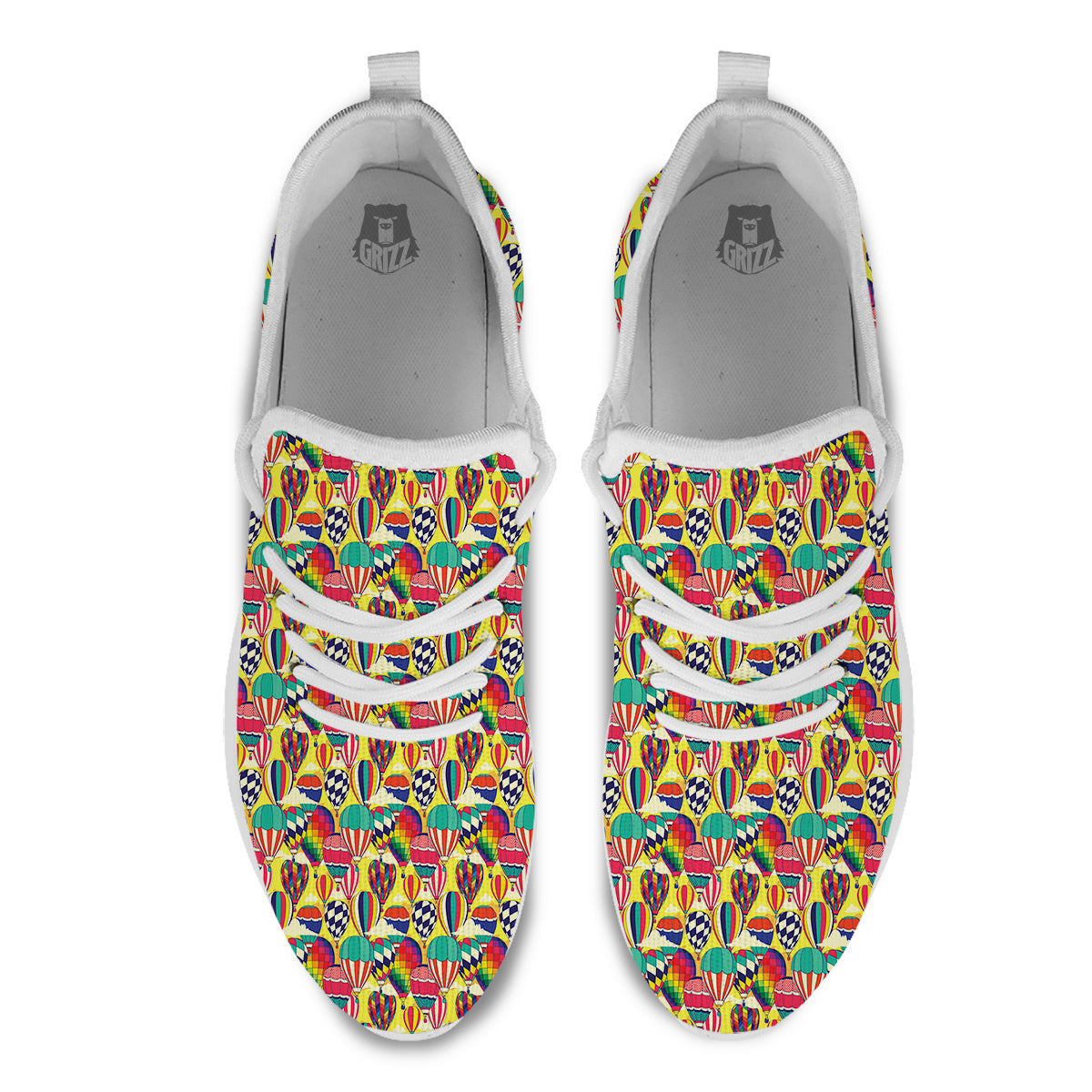 Air Balloon Colorful Print Pattern White Athletic Shoes-grizzshop
