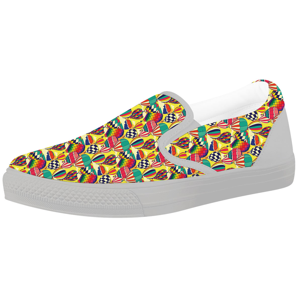Air Balloon Colorful Print Pattern White Slip On Shoes-grizzshop