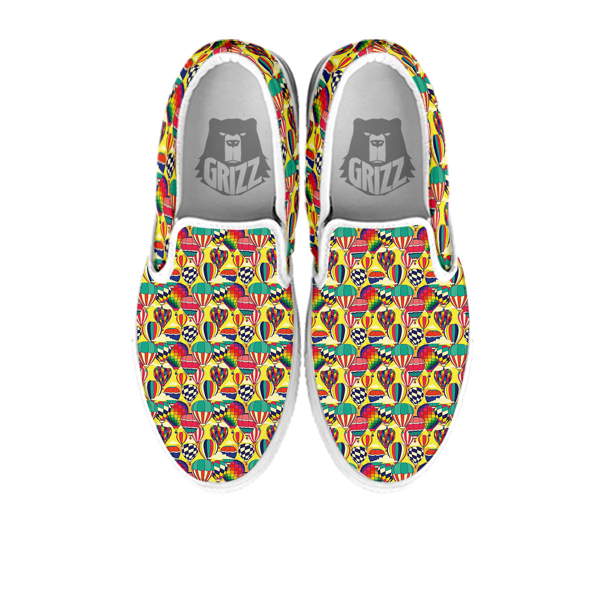 Air Balloon Colorful Print Pattern White Slip On Shoes-grizzshop