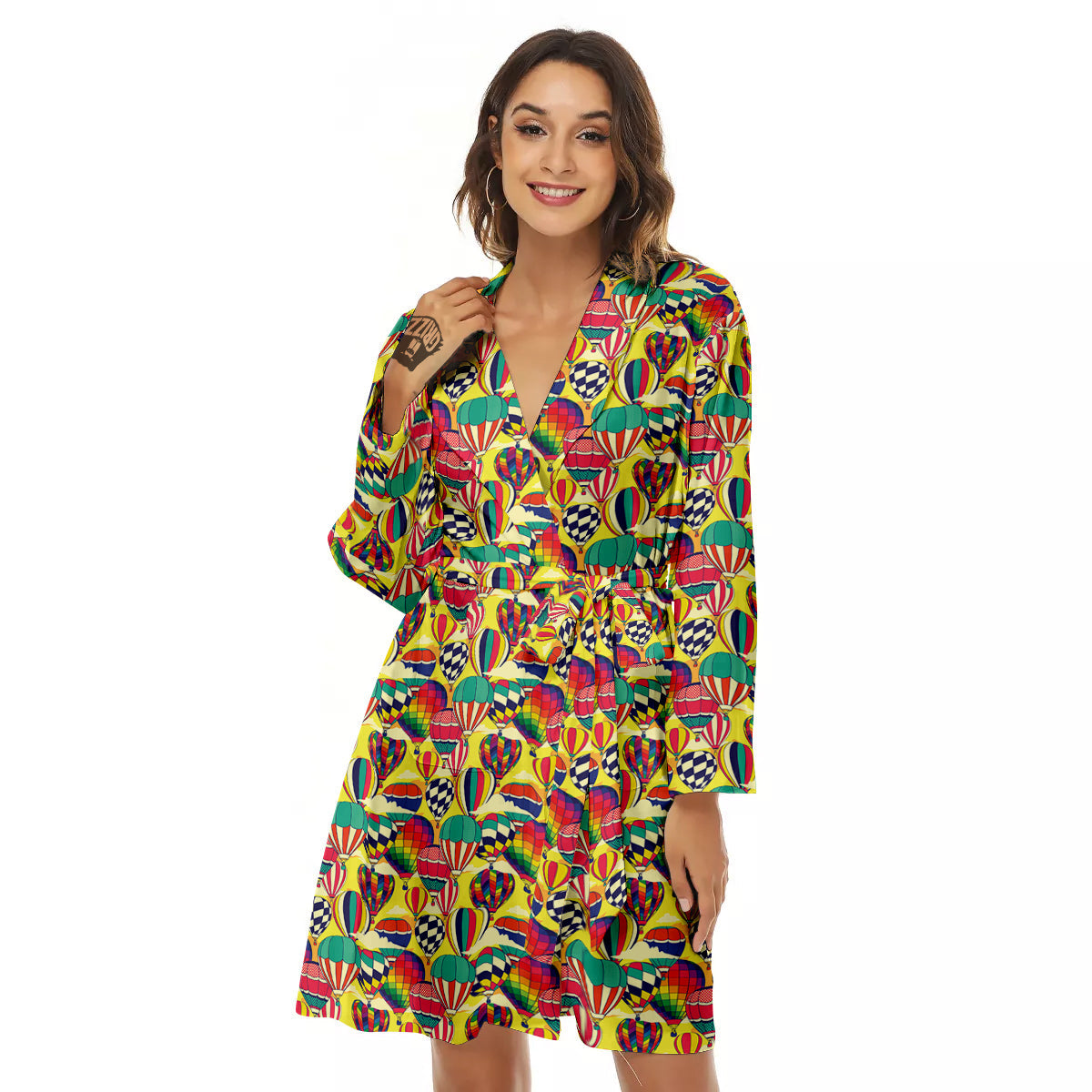 Air Balloon Colorful Print Pattern Women's Robe-grizzshop