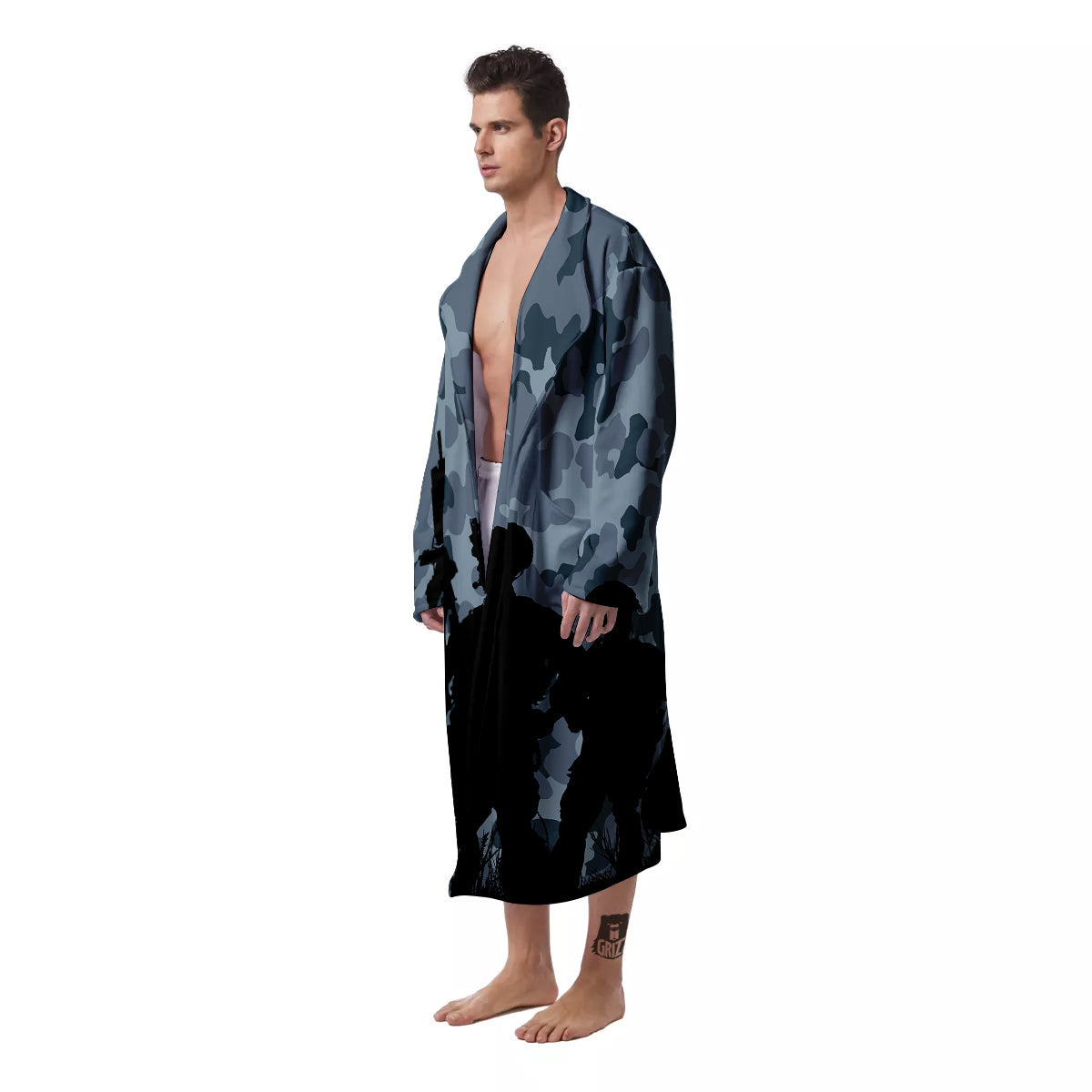 Air Force And Camouflage Print Men's Robe-grizzshop