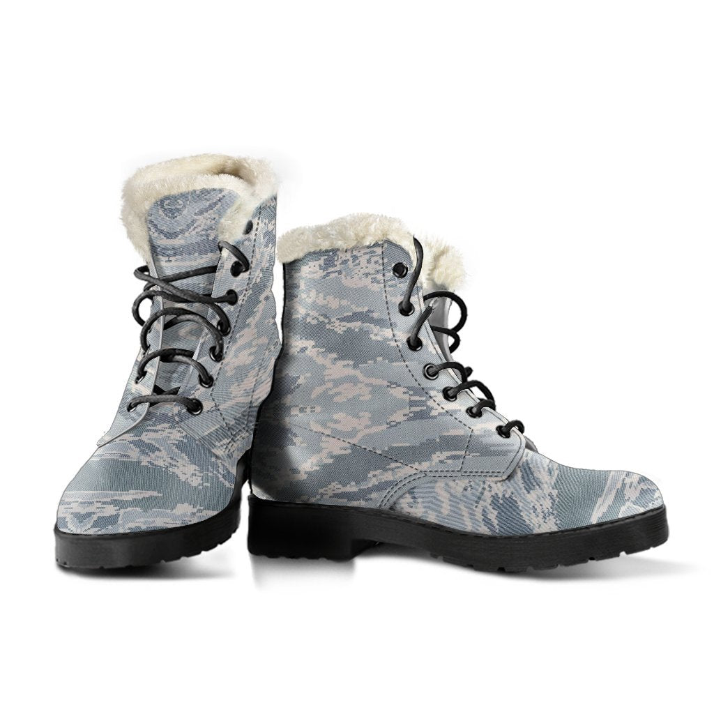 Air Force Military Camouflage White Snow Camo Pattern Print Comfy Winter Boots-grizzshop