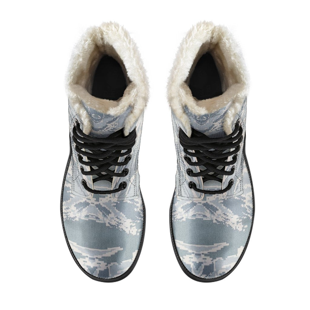 Air Force Military Camouflage White Snow Camo Pattern Print Comfy Winter Boots-grizzshop
