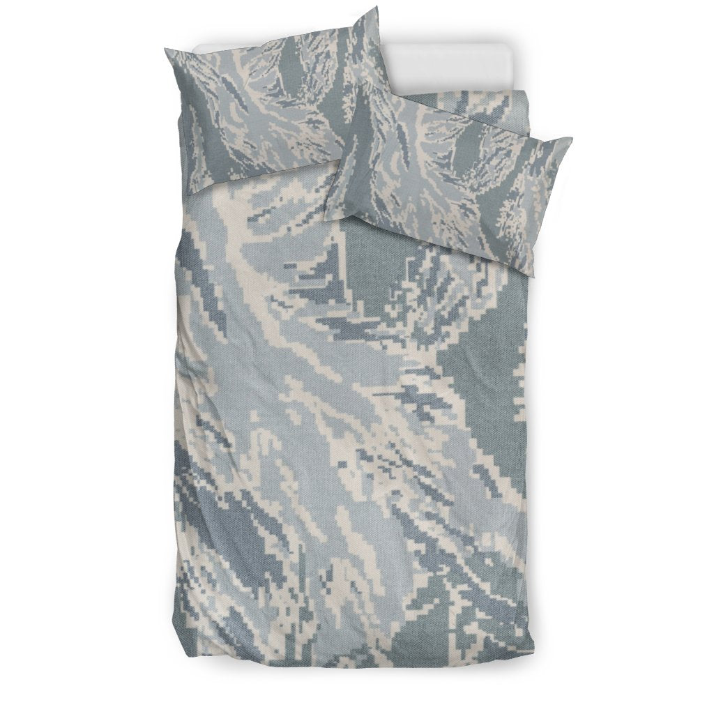 Air Force Military Camouflage White Snow Camo Pattern Print Duvet Cover Bedding Set-grizzshop