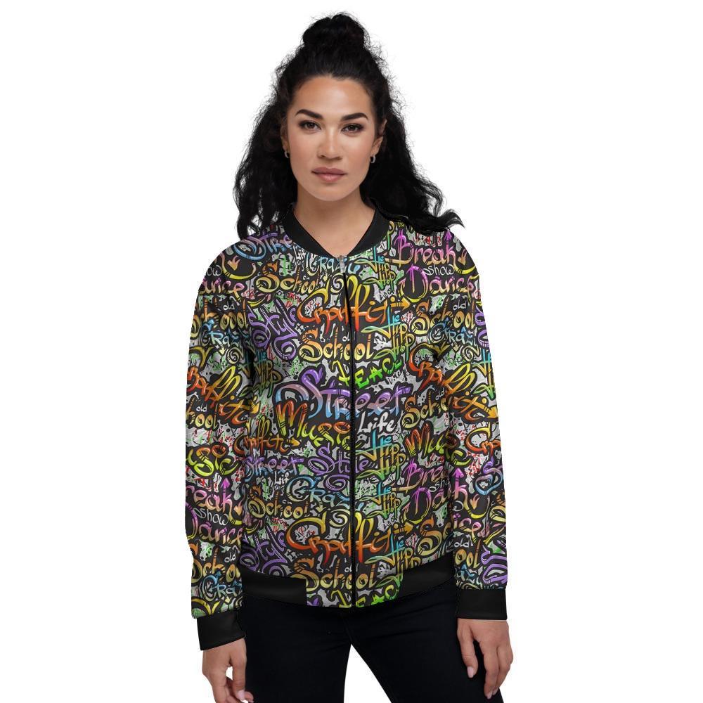 Airbrush Graffiti Print Women's Bomber Jacket-grizzshop