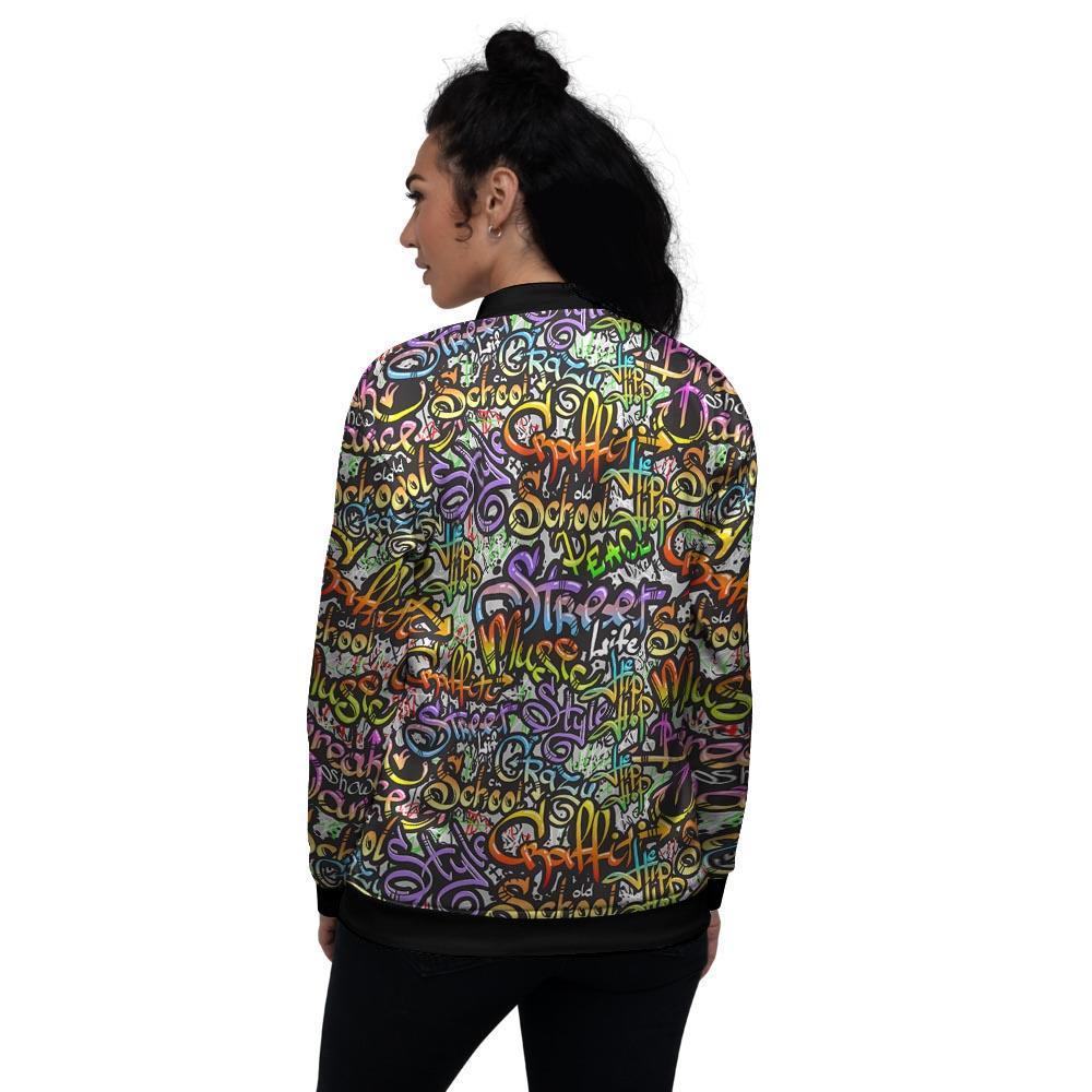 Airbrush Graffiti Print Women's Bomber Jacket-grizzshop
