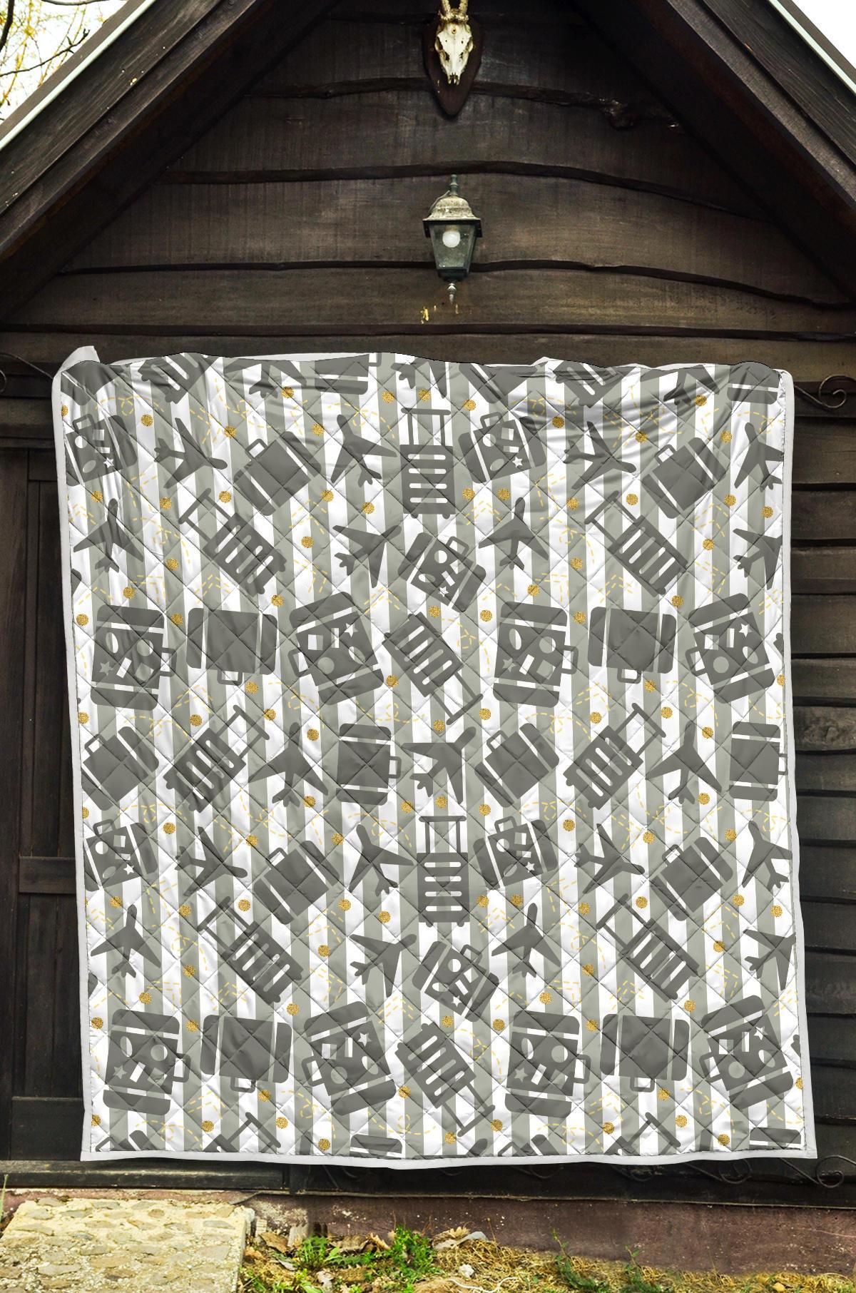 Airplane Luggage Pattern Print Quilt-grizzshop