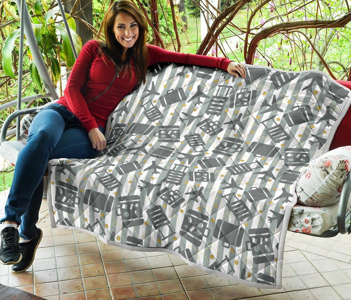 Airplane Luggage Pattern Print Quilt-grizzshop