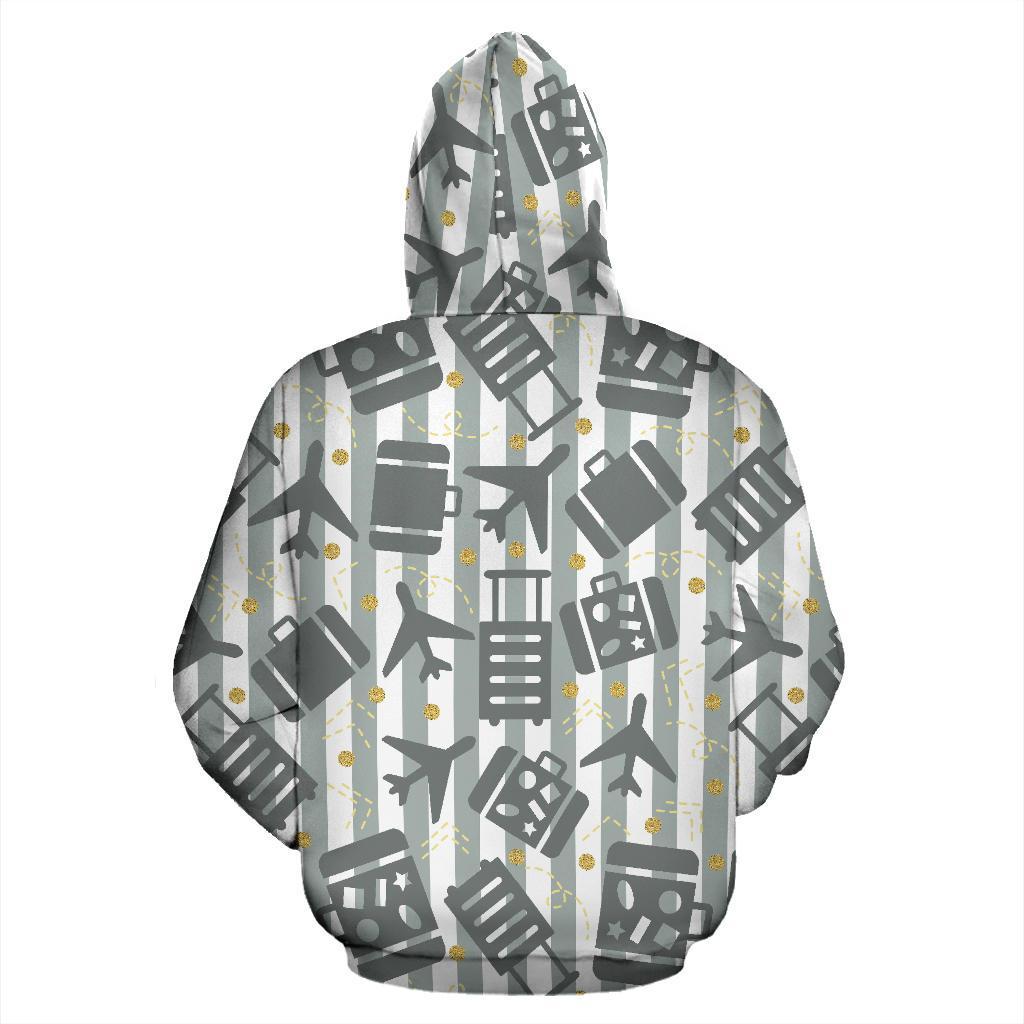 Airplane Luggage Pattern Print Women Men Pullover Hoodie-grizzshop