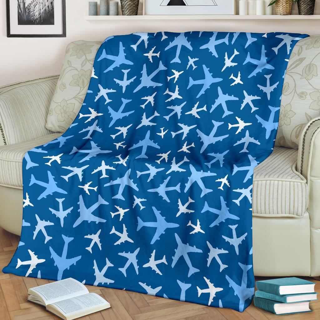 Airplane Pattern Print Blanket-grizzshop
